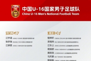 U16國足最新集訓名單：大衛(wèi)掛帥劉凱源領銜，魯能足校6人入選